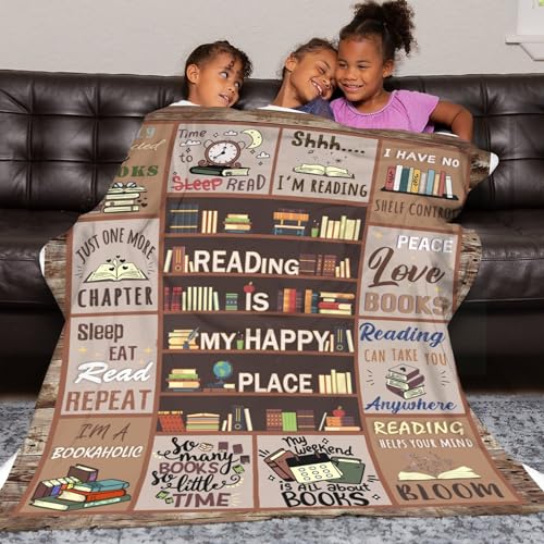Book Lover Gift Blanket - 50x60 Throw for Women, Librarians, Bookworms - Book Lover Gift Idea - Variation 01