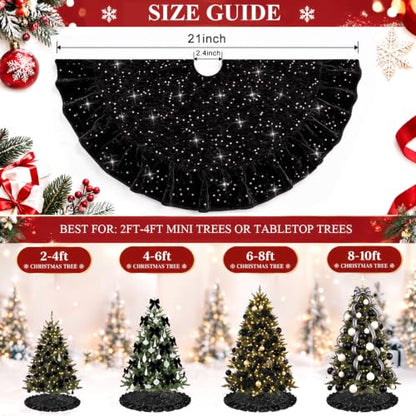 Black Sequin Mini Christmas Tree Skirt 24 Inch Halloween Decor Variation