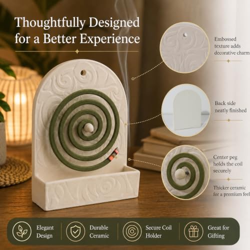 Retro Ceramic Mosquito Coil Holder Wall & Tabletop Ash Catcher - Safe & Decorative