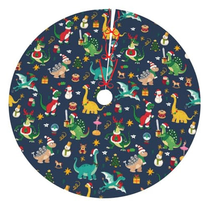 White 30-Inch Christmas Dinosaur Tree Skirt Holiday Decorations Cute Xmas Tree Mat
