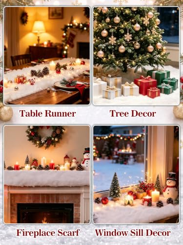 Variation of THIS listing 5 Pack 3 x 8 Ft Fluffy Fake Snow Blankets for Christmas Decorations