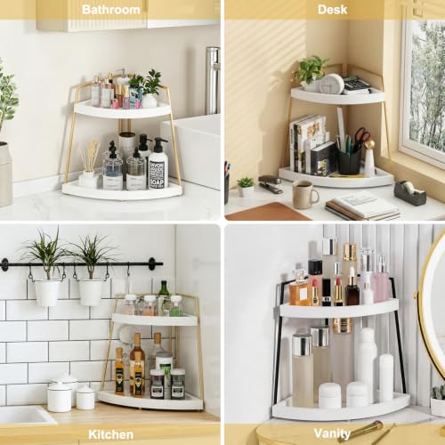 2-Tier Corner Counter Organizer for Coffee Station - Black & White