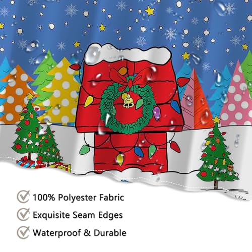 Christmas Cartoon Red House Shower Curtain 72x72 Inches - Waterproof Fabric