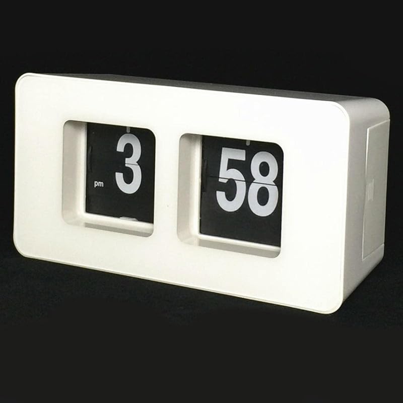 Flip Clock Desk & Shelf Clock - Retro Black, USB-Free Powered, Quiet Living Room Décor