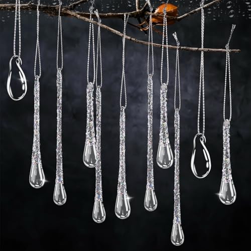 36 Clear Glass Teardrop Christmas Ornaments with Hanging Strings