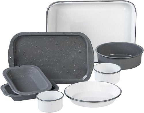 Granite Ware 8-Piece Healthy Bakeware Set - Enameled Steel Baking Sheets & Pans | PTFE Free, Large
