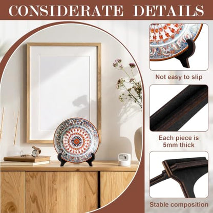 Black Wooden Plate Display Stands 8 Pack for 5-10 Inch Holders