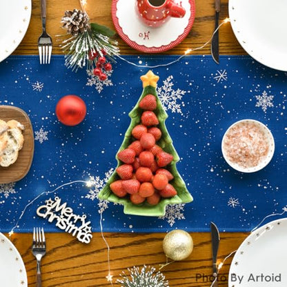 Snowman Winter Table Runner 13x36 Inch Blue Holiday Home Decor