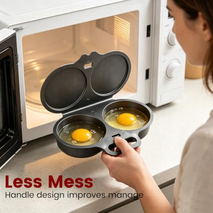 Dark Gray Dual Cavity Microwave Egg Poacher with Lid & Handle - 1pcs