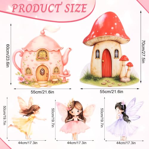 Fairy Cardboard Cutouts for Birthday Party Decorations - 5 Pieces Large Fairy Set