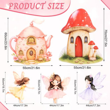 Fairy Cardboard Cutouts for Birthday Party Decorations - 5 Pieces Large Fairy Set