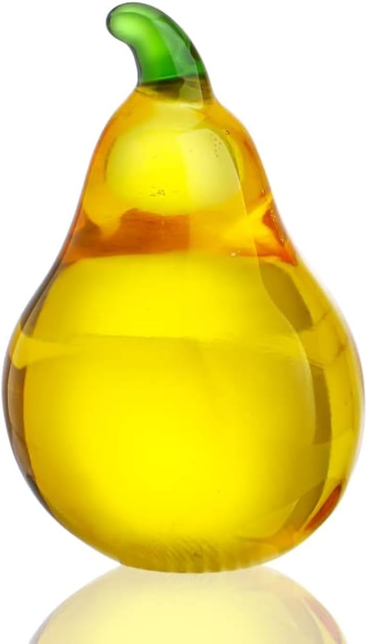 Skiennix Crystal Pear Figurines - Elegant Glass Fruit Decor for Office Tabletop Centerpiece | Perfect Gift for Mum