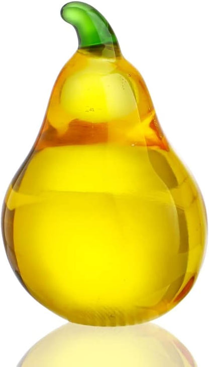 Skiennix Crystal Pear Figurines - Elegant Glass Fruit Decor for Office Tabletop Centerpiece | Perfect Gift for Mum
