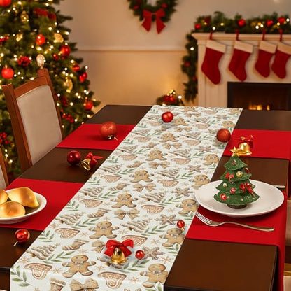 Gingerbread Man Table Runner 13'' x 90'' Christmas Farmhouse Holiday Decor