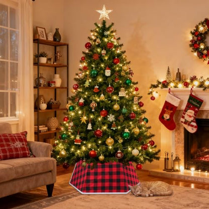 EverMerry Christmas Tree Collar - Foldable 26 Inch Red & Black Plaid Tree Stand Cover