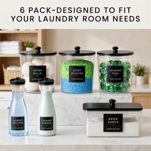 Black Circular Laundry Organization Set with 4 Containers & 2 Dispensers