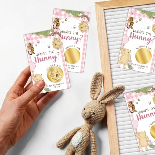 Pink Winnie Baby Shower Scratch Off Game Cards - Fun Raffle Activity
