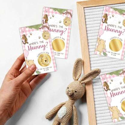 Pink Winnie Baby Shower Scratch Off Game Cards - Fun Raffle Activity