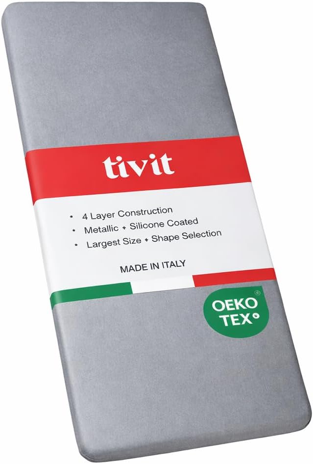 TIVIT Rectangular Ironing Board Cover - Scorch Resistant AlumiTek Coating, Thick Padding, 59x22 - Oeko-Tex Certified