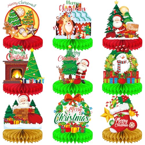 Christmas Table Decorations Centerpieces Set - Festive Holiday Party Supplies, 9 Pieces