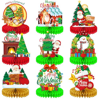 Christmas Table Decorations Centerpieces Set - Festive Holiday Party Supplies, 9 Pieces