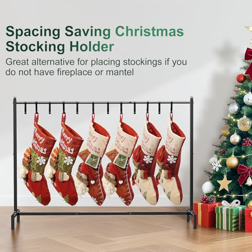 Christmas Stocking Holder Stand 45 Inch with 12 Removable Hooks - Black