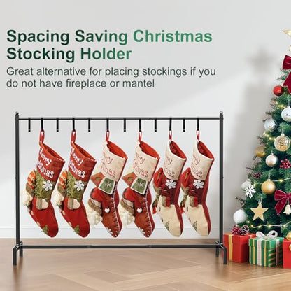 Christmas Stocking Holder Stand 45 Inch with 12 Removable Hooks - Black