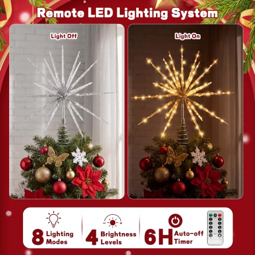 15in Twinkling Starburst Christmas Tree Topper with LED Light - VWAERR