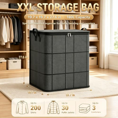 Large Foldable Storage Bin 210L for Quilts Bedding & Clothes