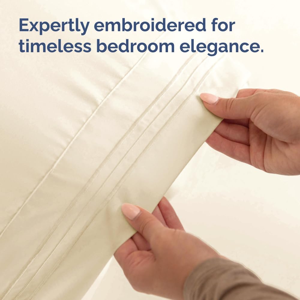 Skiennix Standard Pillow Cases Set of 4 - Ultra Soft Hotel Quality Covers - Machine Washable Off White