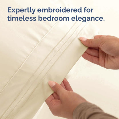 Skiennix Standard Pillow Cases Set of 4 - Ultra Soft Hotel Quality Covers - Machine Washable Off White