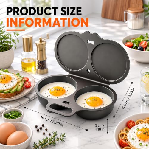 Microwave Egg Poacher Set for 2 Eggs with Lid & Handle - Quick Oil-Free Cooking