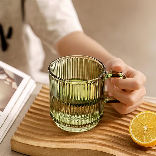 Lysenn Glass Coffee Mug with Bamboo Lid - Lime Green - 12oz Tea Cup