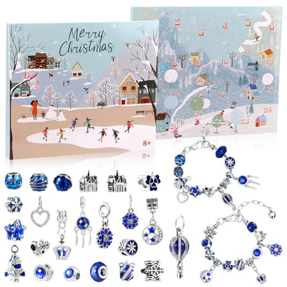 Naler Jewelry Advent Calendar 2026 - Light Blue Winter Themed Jewelry Making Kit with Bracelets