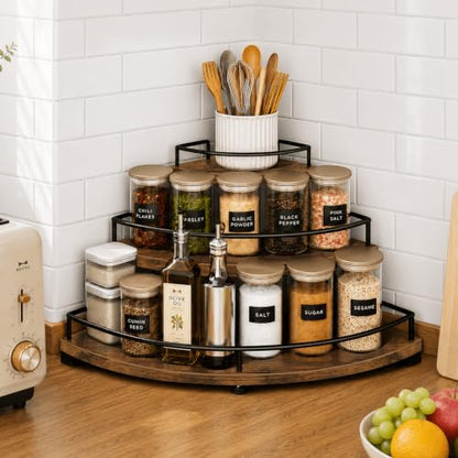 Corner Liquor Bottle Display Shelf - 3-Tier Coffee Syrup Organizer