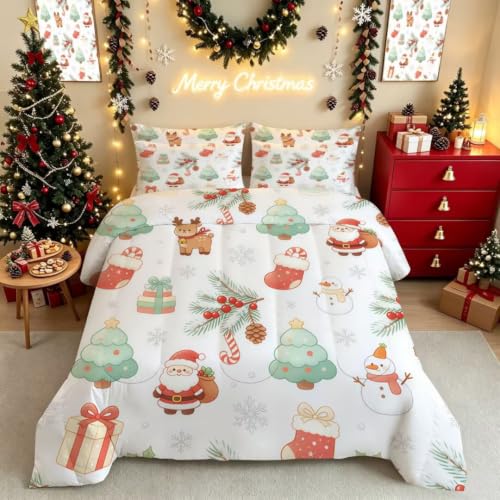 Christmas Cartoon Kids Twin Size Comforter Set - Holiday Bedding