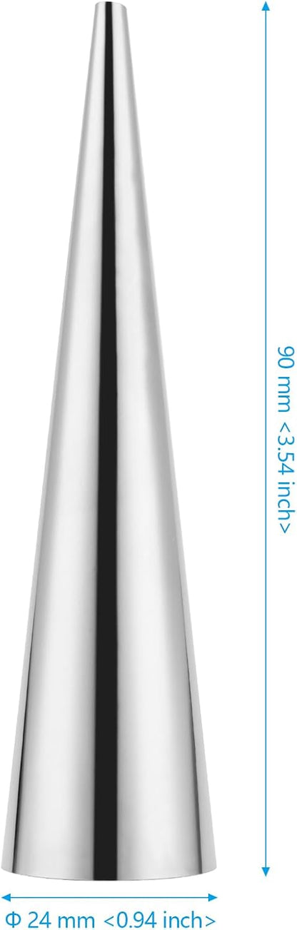 Skiennix 50 PCS Small Cream Horn Molds - 3.5 Inch Stainless Steel Pastry Cones with Cleaning Brush