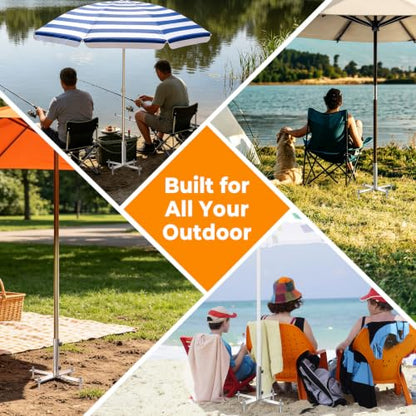 Heavy Duty Outdoor Umbrella Base Holder for 1.1-1.5in Poles, Steel Sand & Grass Anchor