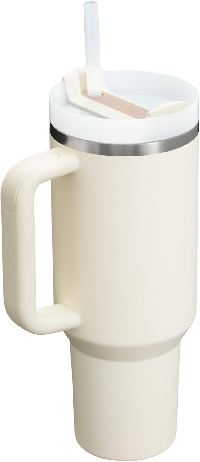 STANLEY Quencher H2.0 Tumbler - 40 oz Insulated Stainless Steel Cup with Handle & Straw | Cream 2.0