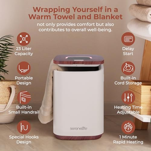 Bathroom Towel Warmer Bucket - 23L Compact Heated Towel Dispenser with Timer