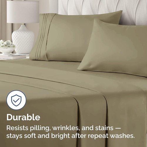King Pillow Cases by [Brand Name] - Ultra Soft Hotel Quality Covers | Wrinkle-Free & Stain Resistant - 4 Piece Set in Khaki