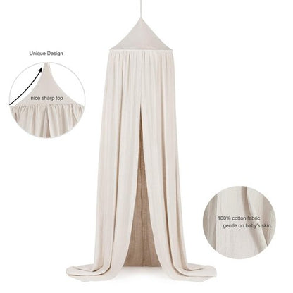 Kids Bed Canopy Breathable Cotton Soft Cover Net for Crib Reading Nook Curtain Hanging Round Play Tent Nursery Bedding Play Room Decor