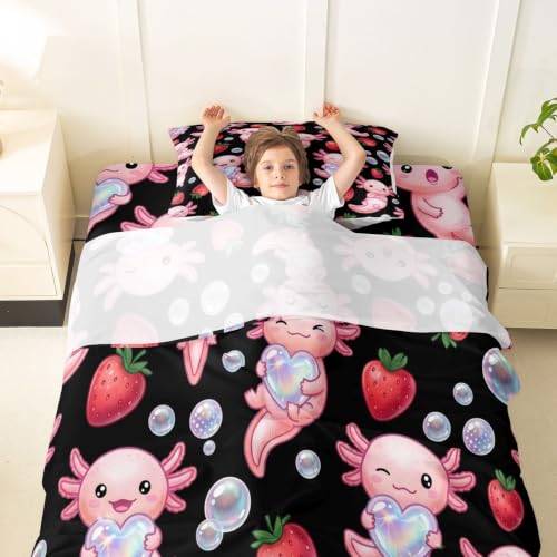 Kids Twin Bed Sheets Set with Deep Pockets - Black Pink Red - 3Pcs