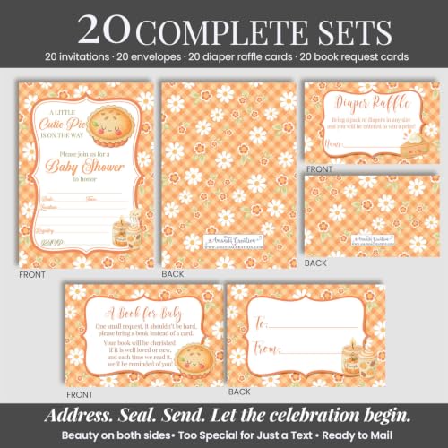 Autumn Cutie Pie Baby Shower Invitations Bundle - Fall Theme, 20 Sets