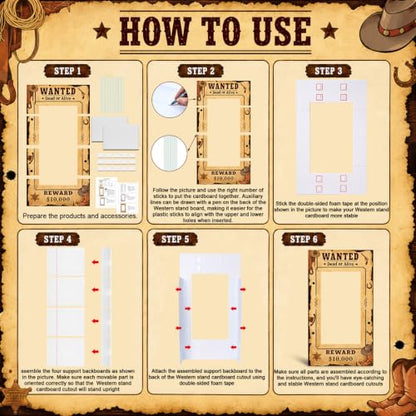 5.6Ft Western Wanted Poster Photo Booth Prop Stand Up - Cowboy Party Decor