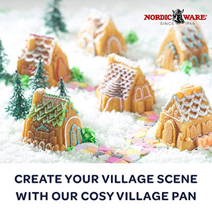 Nordic Ware Cozy Village Gingerbread House, 6 Cups, Silver