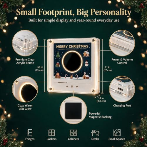 Christmas Magnetic Vinyl Music Player Set with Holiday Discs - Fridge Decor