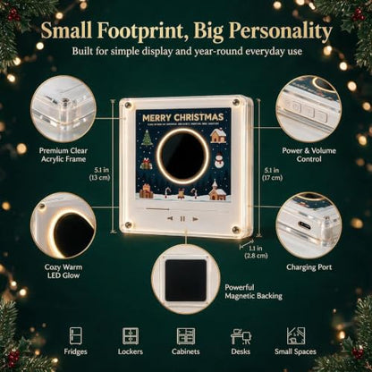 Christmas Magnetic Vinyl Music Player Set with Holiday Discs - Fridge Decor