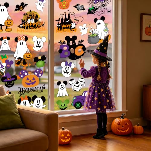 Halloween Window Clings 6 Sheets Double-Side Ghost Pumpkin Decorations