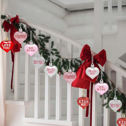 Heart Shaped Ornaments Set of 24 Valentine's Day Decor Pink Red Silver Variations